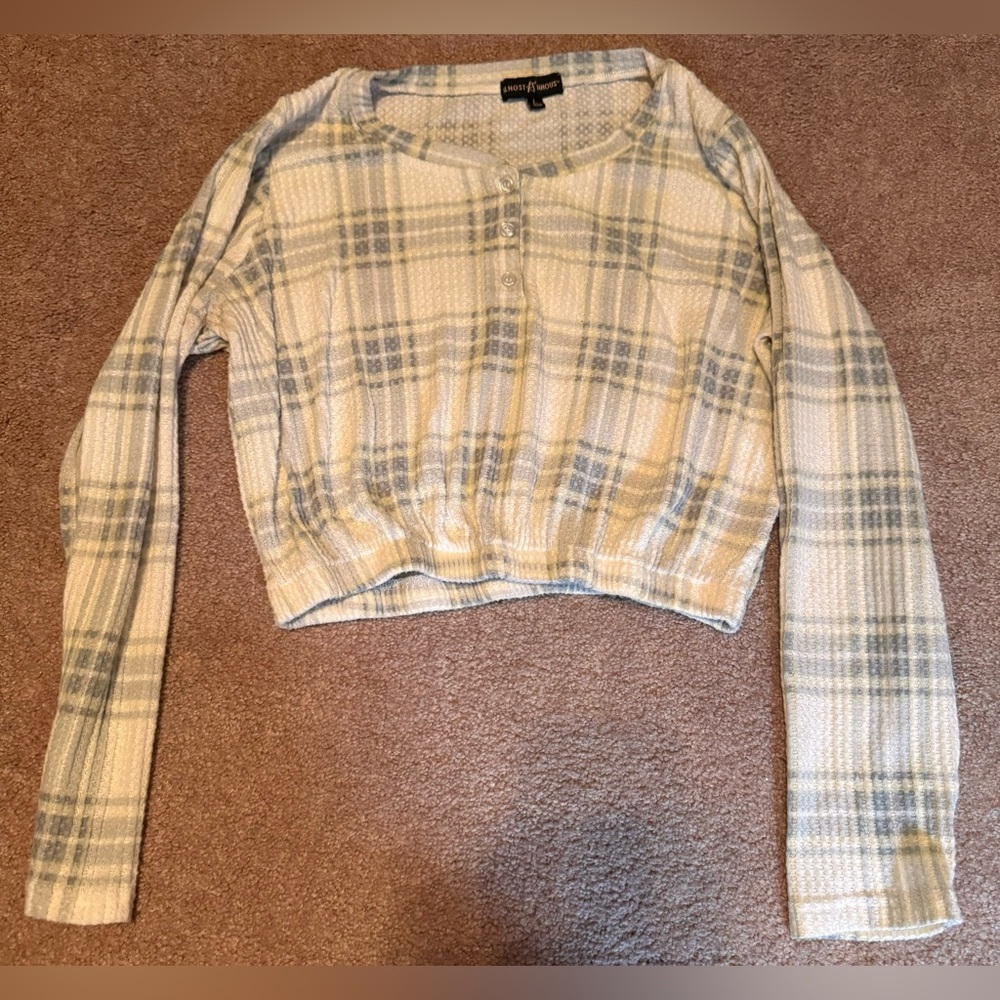 Plaid Cropped Sweater,Large⭐️